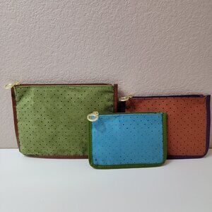 Estée Lauder Perforated Suede-Look Cosmetic Pouch Set (3-Piece)